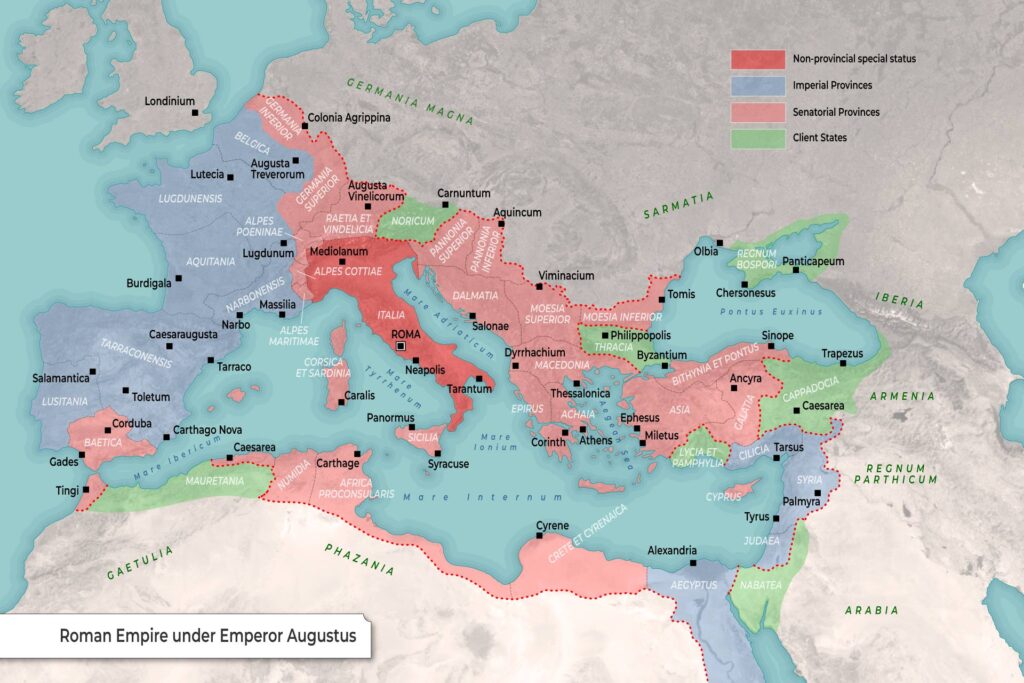 Augustus Dönemi Roma İmparatorluğu Haritası (TheCollector.com)