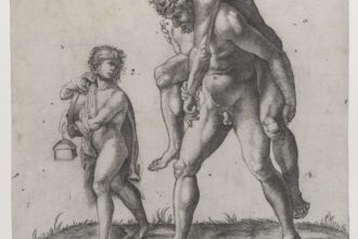 Aeneas Troya enkazından yaralı babasını taşıyor.