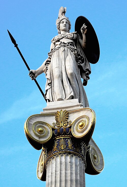 Athena Heykeli, Atina. Drosis. Atina Akademisi önündeki Athena heykeli