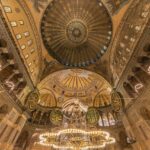 A view inside Hagia Sophia, Istanbul, illustrating the powerful relationship between sacred architecture, light, and space.